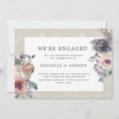 ノスタルジックインジゴ赤面フローラ婚約 招待状 (正面)