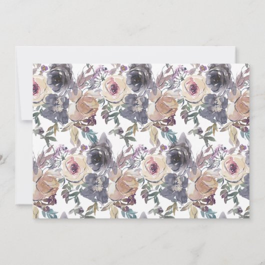 ノスタルジックインジゴ赤面フローラ婚約 招待状 (裏面)