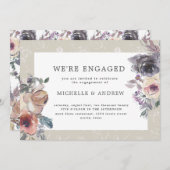 ノスタルジックインジゴ赤面フローラ婚約 招待状 (正面/裏面)