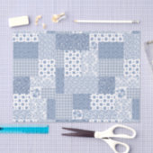 ノスタルジックインディゴフェイクパッチワークティッシュペーパー 薄葉紙 (クラフト)