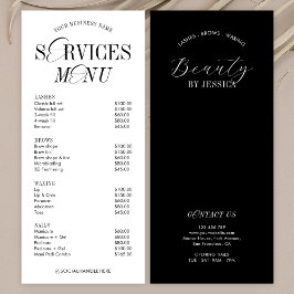 ノスタルジックエレガントなスクリプトロゴサロンサービスメニュー ラックカード