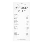 ノスタルジックエレガントなスクリプトロゴサロンサービスメニュー ラックカード (正面)