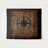 ノスタルジックオールドコンパスバラデザイン タペストリー (正面(横))