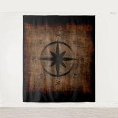 ノスタルジックオールドコンパスバラデザイン タペストリー (正面)