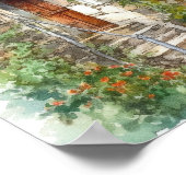 ノスタルジックオールドストーン建物インヨーロッパビレッジ ポスター (角)