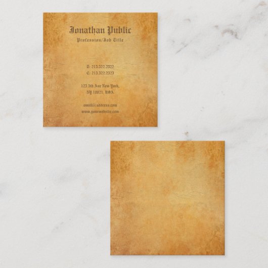 ノスタルジックオールド紙ルックプロフェッショナルクリエイティブ スクエア名刺 (正面/裏面)