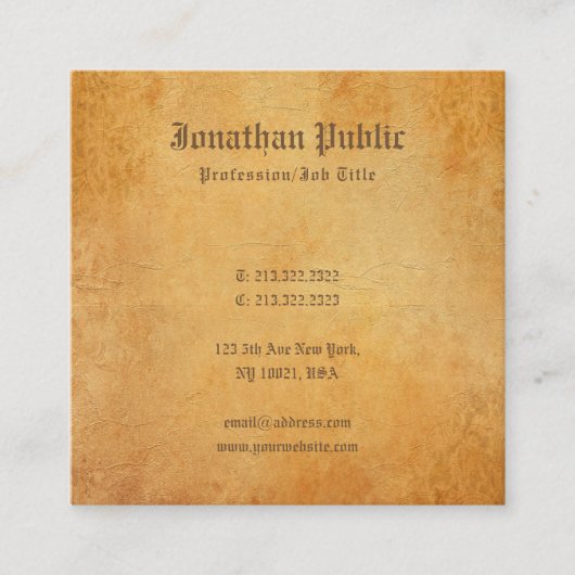 ノスタルジックオールド紙ルックプロフェッショナルクリエイティブ スクエア名刺 (正面)