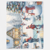 ノスタルジックキッズスケートで滑るクリスマスフリースブランケット フリースブランケット (正面)