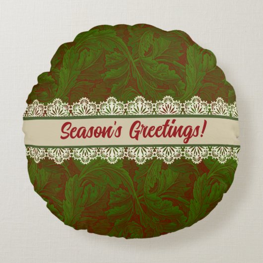 ノスタルジッククラシックウィリアムモリスパターンホリデー ラウンドクッション (正面)