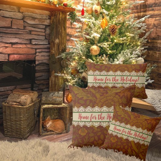 ノスタルジッククラシックウィリアムモリスパターンホリデー ランバークッション