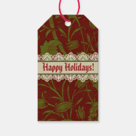 ノスタルジッククラシックウィリアムモリスレッドホリデイ ギフトタグ