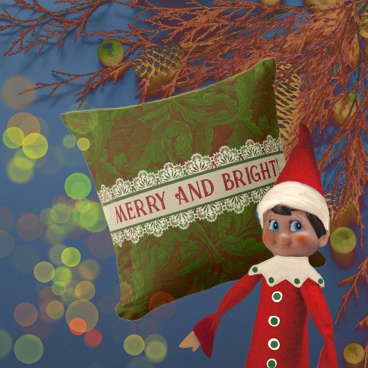 ノスタルジッククラシックウィリアムモリスレッドホリデイ クッション