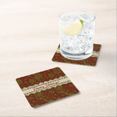 ノスタルジッククラシックウィリアムモリスレッドホリデイ スクエアペーパーコースター (インサイチュ)