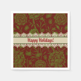ノスタルジッククラシックウィリアムモリスレッドホリデイ スタンダードカクテルナプキン