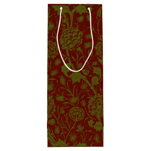 ノスタルジッククラシックウィリアムモリスレッドホリデイ ワインギフトバッグ (裏面)