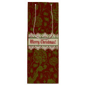 ノスタルジッククラシックウィリアムモリスレッドホリデイ ワインギフトバッグ (正面)