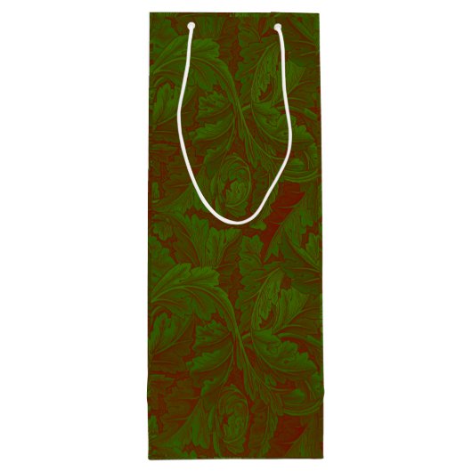 ノスタルジッククラシックウィリアムモリスレッドホリデイ ワインギフトバッグ (裏面)