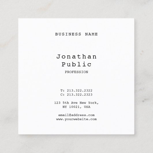 ノスタルジッククラシックレトロヴィンテージルッシンプルクカッコいい スクエア名刺 (裏面)