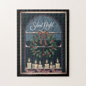 ノスタルジッククリスマスヴィンテージホリーリースキャンドル ジグソーパズル (縦)