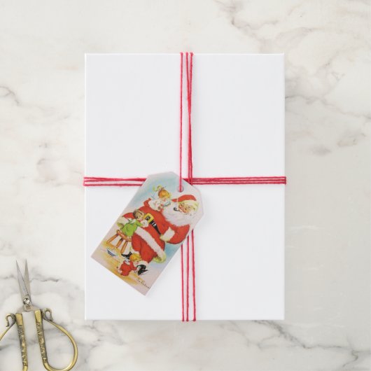 ノスタルジックサンタクロースカスタムリトルエンジェルズギフトTa ギフトタグ (より糸付き)