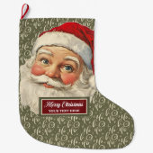 ノスタルジックサンタクロースクリスマスストッキングカスタム ラージクリスマスストッキング (正面)