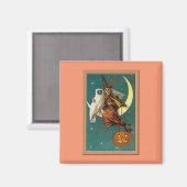 ノスタルジックハッピーハローウィンウィッチ&フクロウ マグネット (正面/裏面)