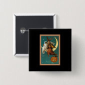 ノスタルジックハッピーハローウィンウィッチ&フクロウ 缶バッジ (正面&裏面)