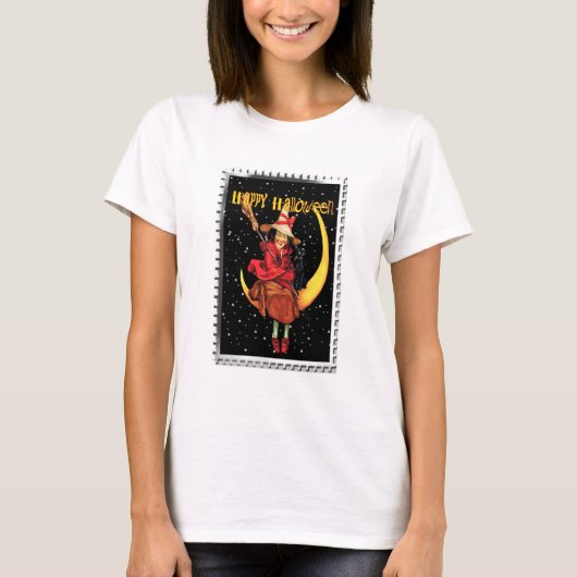 ノスタルジックハロウィン グッドウィッチと彼女の猫 Tシャツ (正面)