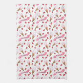 ノスタルジックパーソナライズされたなウォーターカラーアイスクリームパーラー キッチンタオル (縦)