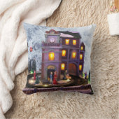 ノスタルジックファッションドオールドハウスアゲンスノー クッション (ブランケット)