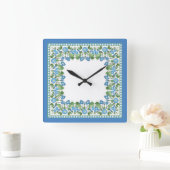 ノスタルジックブルーモーニンググローリースクエアウォールクロック スクエア壁時計 (ホーム)