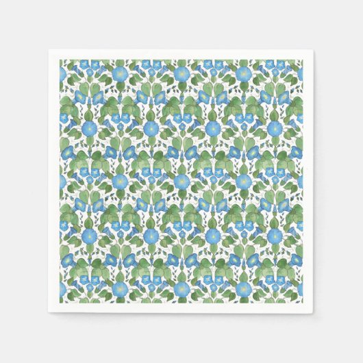 ノスタルジックブルーモーニンググローリー紙ナプキンス スタンダードカクテルナプキン (正面)