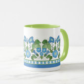 ノスタルジックブルーモーニンググローリー縁どフローラ、ホワイト マグカップ (正面右)