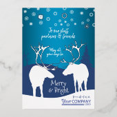 ノスタルジックブルー,ホワイトトナカイ,会社のロゴ 箔シーズンカード (正面)