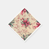 ノスタルジックホリデーピンクボウズ&ベリーズデクーページ スタンダードカクテルナプキン (角)