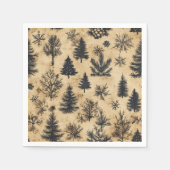 ノスタルジックホリデーモノクロエバーグリーンズデコページ スタンダードカクテルナプキン (正面)