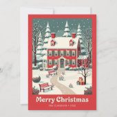 ノスタルジックメリークリスマスレッドハウスレトロ シーズンカード (正面)