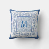 ノスタルジックモノグラムインジゴ縁どフローラ クッション (裏面)