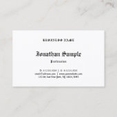 ノスタルジックルオールド英語文字白黒シンプル 名刺 (裏面)