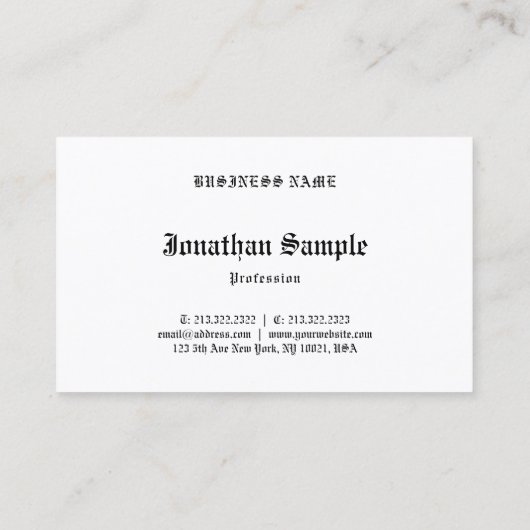 ノスタルジックルオールド英語文字白黒シンプル 名刺 (裏面)