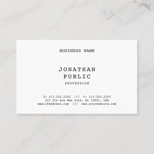 ノスタルジックルックミニマリスエレガントトクラシックテンプレート 名刺 (正面)