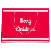 ノスタルジックレッドホワイトテンプレートメリークリスマス文字 ラージペーパーバッグ (正面)