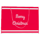 ノスタルジックレッドホワイトテンプレートメリークリスマス文字 ラージペーパーバッグ (裏面)