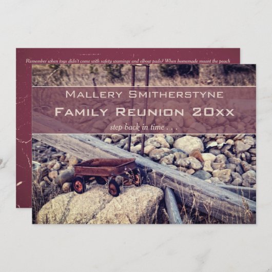 ノスタルジックレッドワゴンファミリー懇親会招待状 招待状 (正面/裏面)