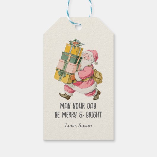 ノスタルジックレトロサンタクロースのクリスマスin cream ギフトタグ (裏面)