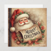 ノスタルジックレトロサンタクロースメリークリスマス シーズンカード (正面/裏面)