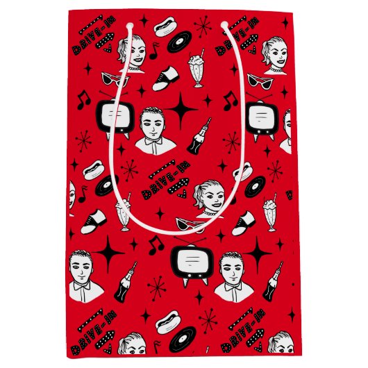 ノスタルジックレトロ1950年代スタイル ミディアムペーパーバッグ (正面)