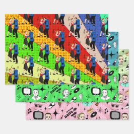 ノスタルジックレトロ1950年代スタイル ラッピングペーパーシート