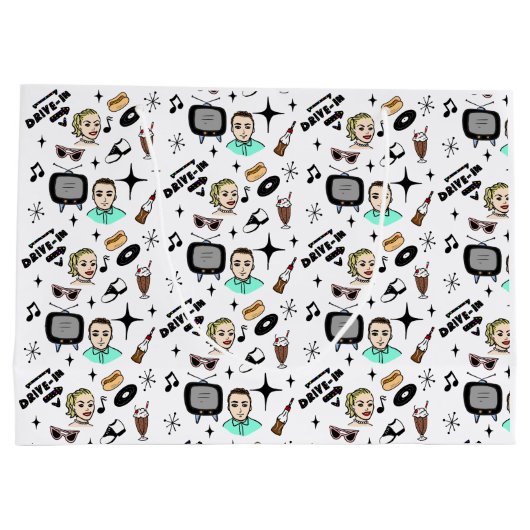 ノスタルジックレトロ1950年代スタイル ラージペーパーバッグ (裏面)