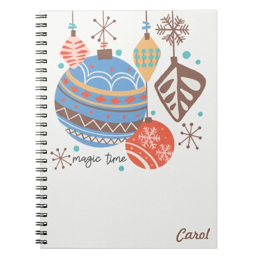 ノスタルジックヴィンテージクリスマスミッドセンチュリーオーナメント ノートブック (正面)